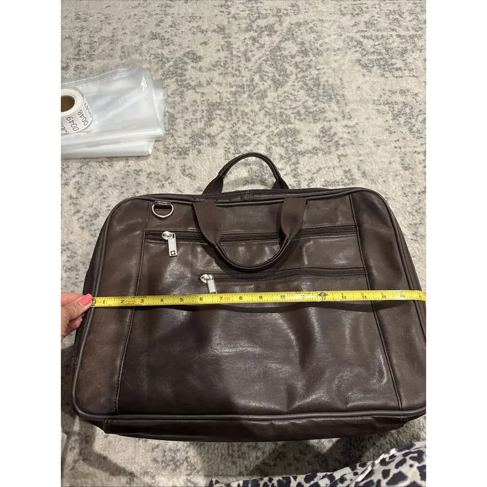 Kenneth Cole Reaction Brown Leather Briefcase Laptop Messenger Bag